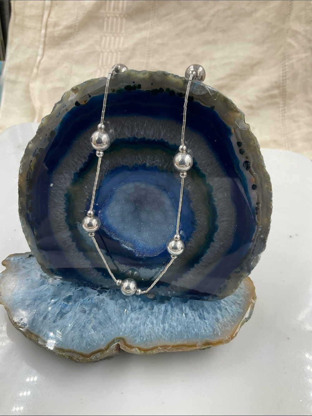 22” Sterling Silver (Signed 925) Sterling Silver Classic Bead Station Necklace - Picture 3 of 9